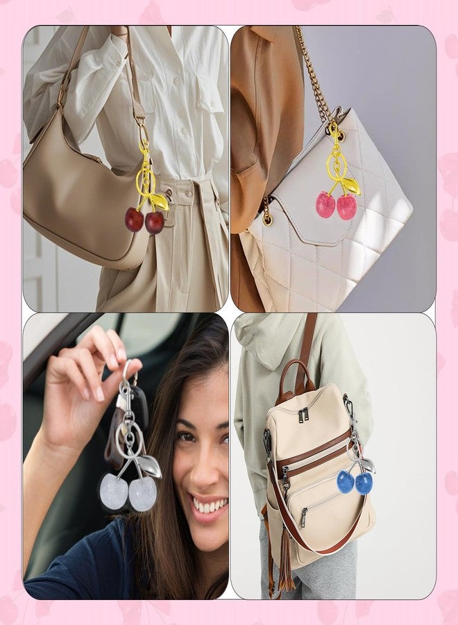 ANDGING 12 Pcs Glitter Cherry Bag Charm Set Gold and Silver Cute Bling Cherry Keychain for Women Handbag Purse Black Pink Red Cherries Charms for Handbags Backpack Key Chain Accessories Llavero De Cereza - Image 5